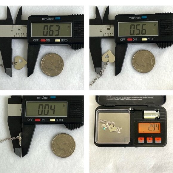 Sterling Silver 925 EFY Dainty Double Heart Pendant Necklace 18" Cable Chain - Picture 10 of 16